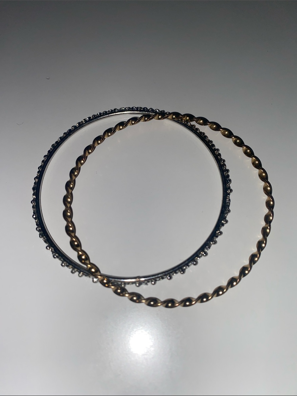 Gold and Silver Twisted Bangle Bracelet Set